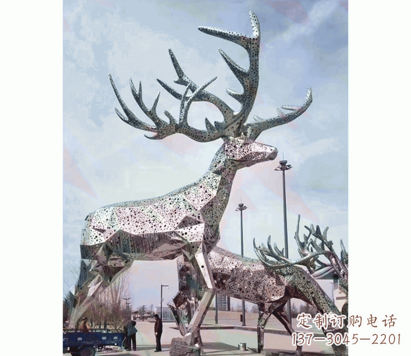 泰安大型不锈钢梅花鹿摆件雕塑