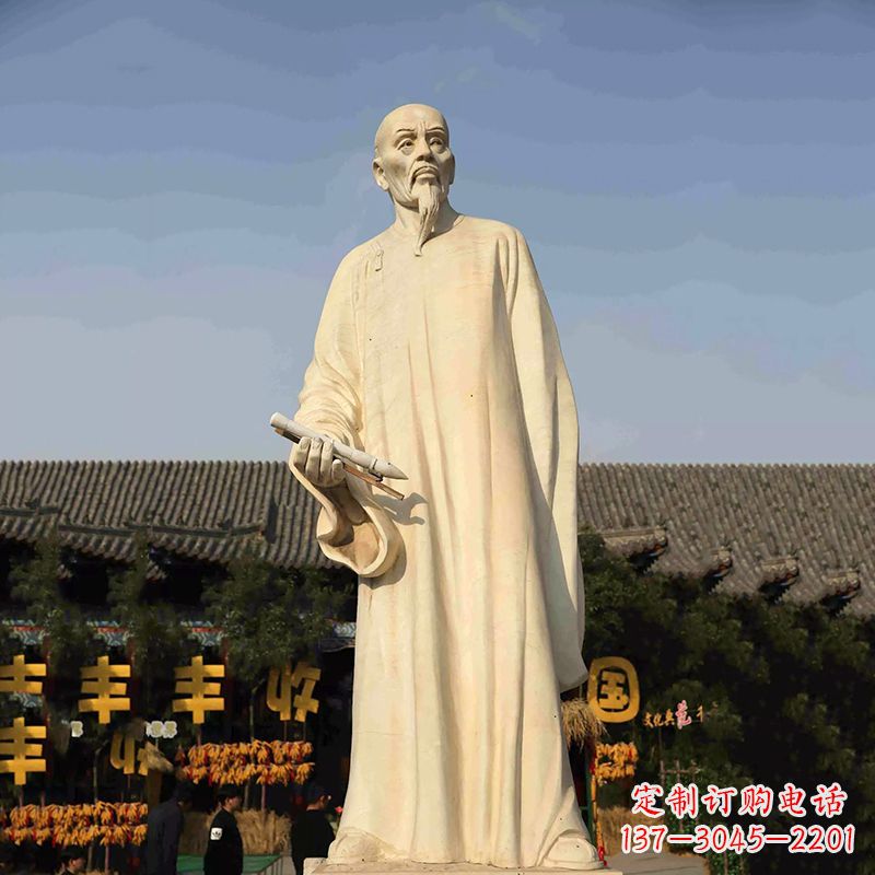 泰安清代书画家郑板桥石雕塑-中国历史名人汉白玉雕像