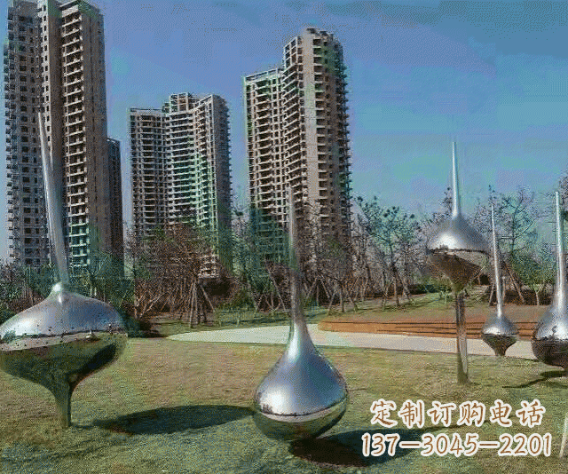 泰安小区不锈钢抽象陀螺雕塑
