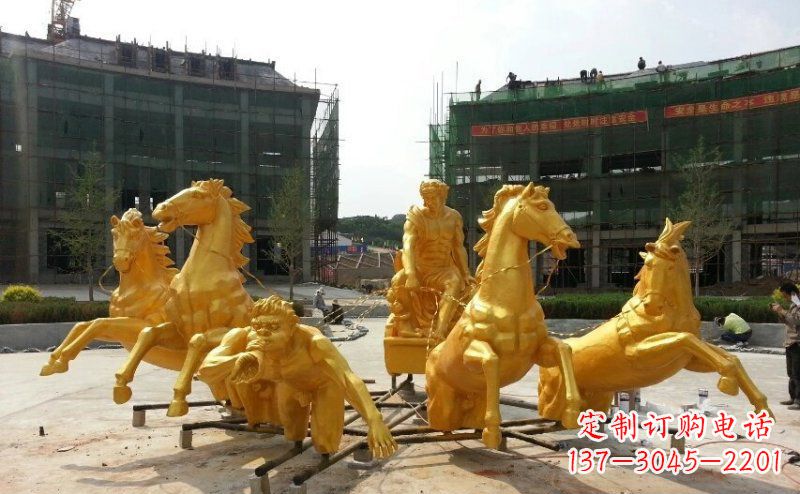 泰安阿波罗战车玻璃钢仿铜景观雕塑