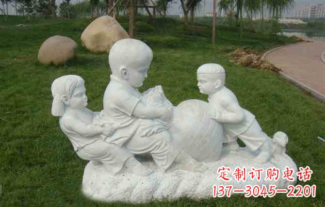 泰安拔萝卜的儿童石雕