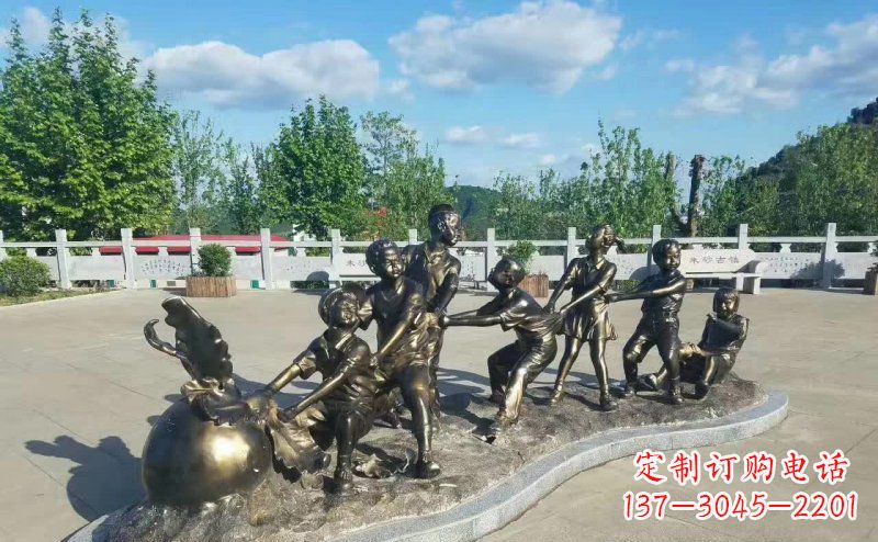 泰安拔萝卜人物铜雕 (2)