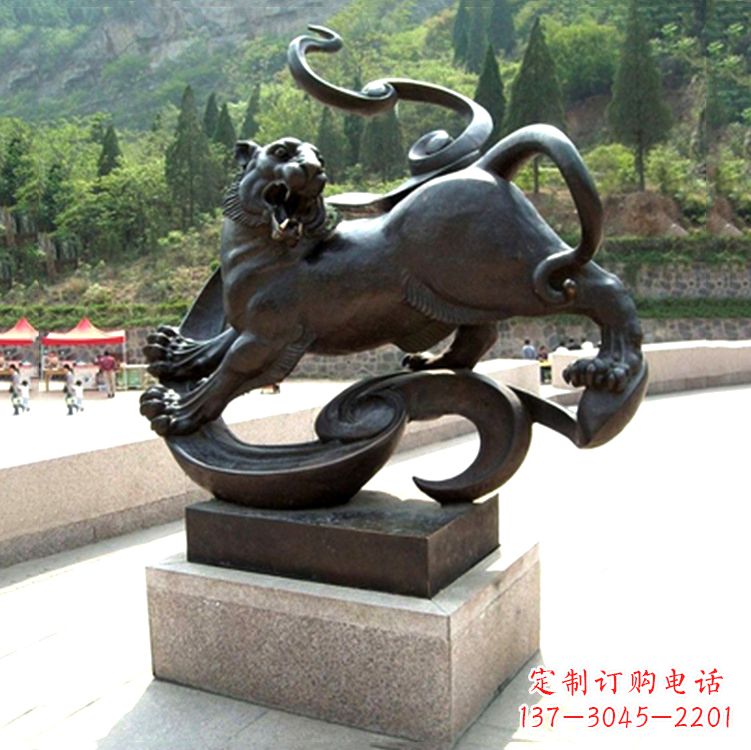 泰安白虎神兽铜雕-纯铜铸造广场文化动物雕塑摆件