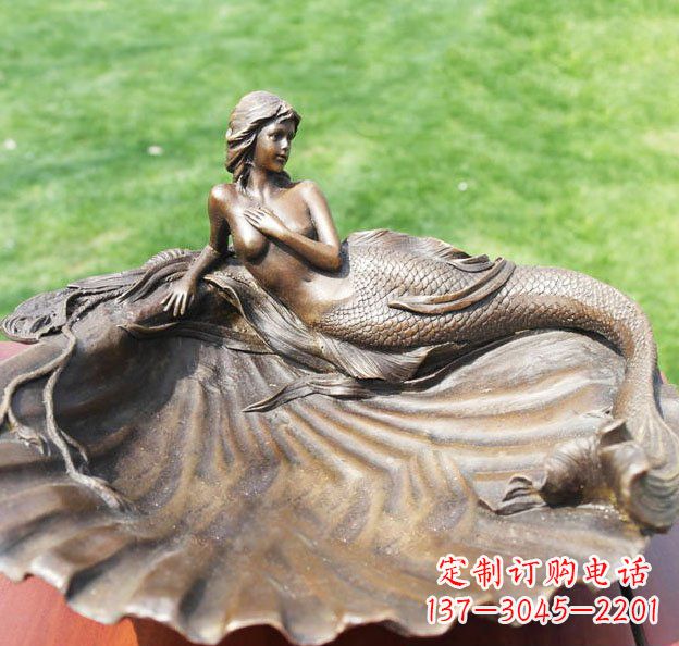 泰安贝壳上的美人鱼园林景观铜雕