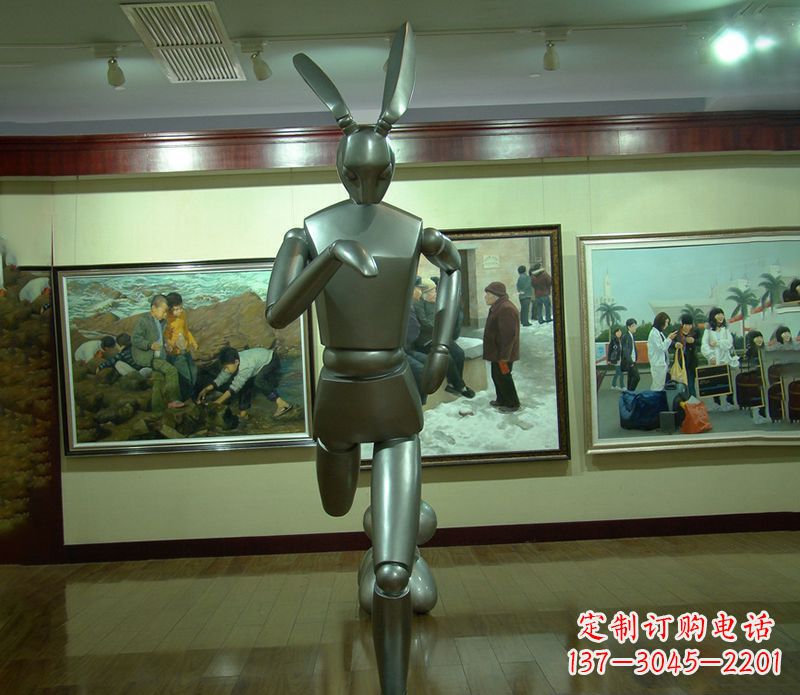泰安新颖可爱的“跳跃兔子雕塑”