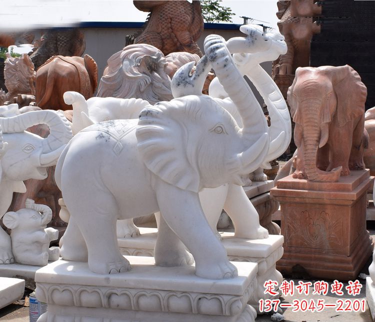 泰安“优雅大象”汉白玉雕塑