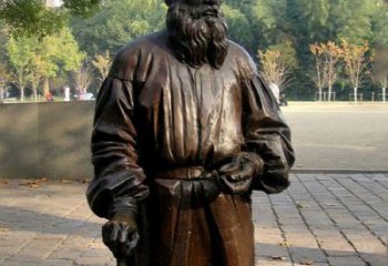 泰安战争与和平作家，著名西方文学名人托尔斯泰铜雕像