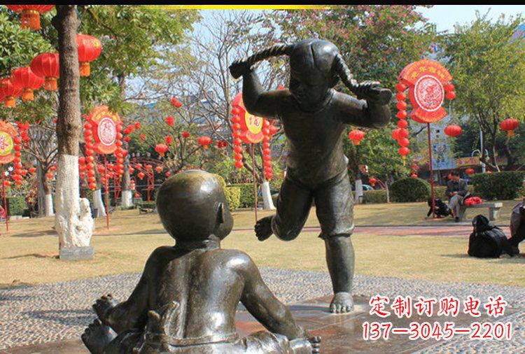 泰安表演的儿童公园人物铜雕塑