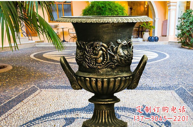泰安别墅花盆铜雕