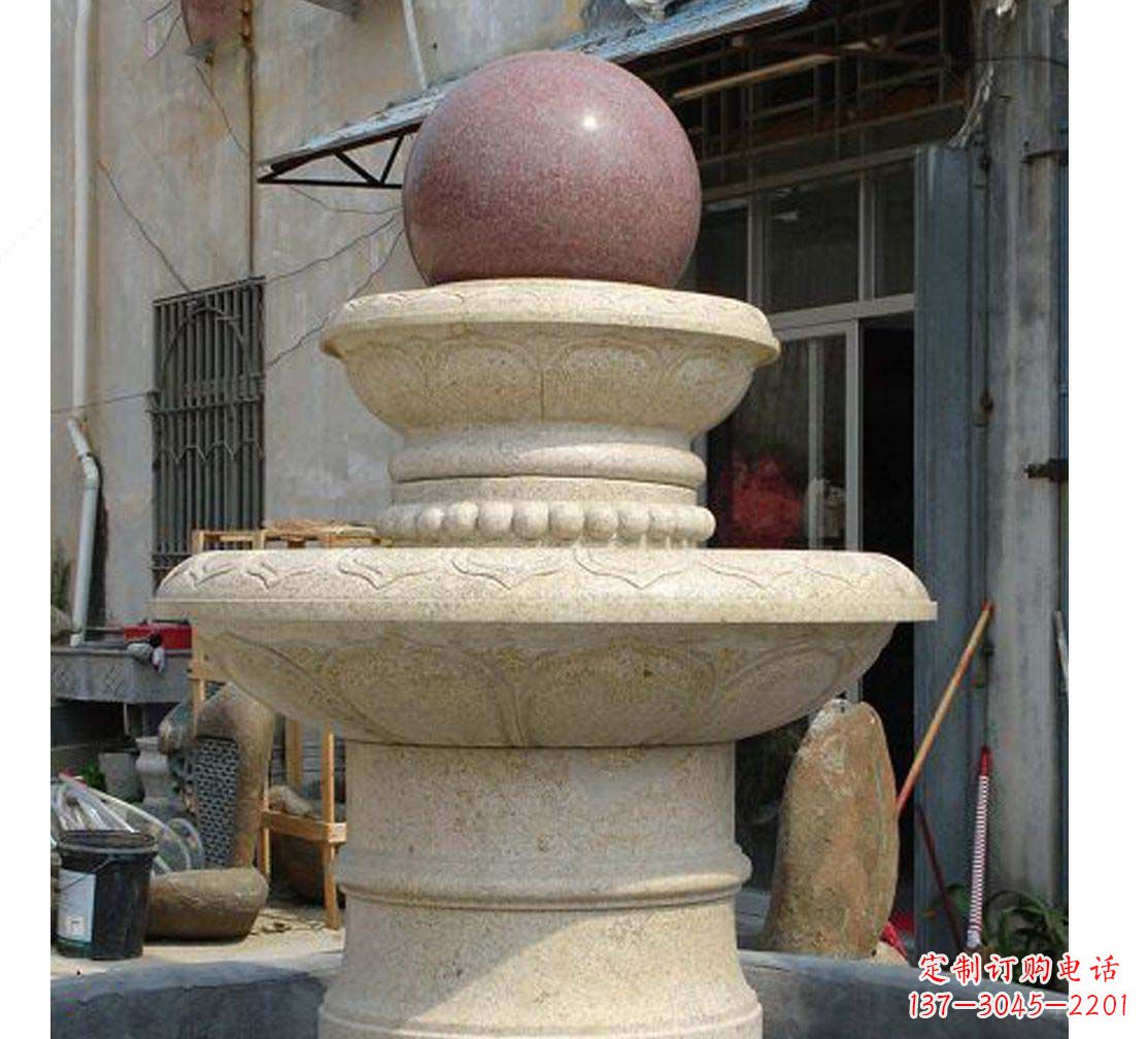泰安别墅景观大理石风水球喷泉雕塑