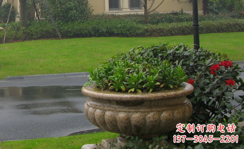 泰安别墅景观大理石花盆石雕 (4)