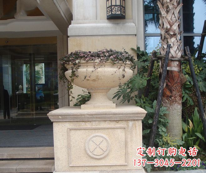泰安别墅景观大理石花盆石雕 (6)