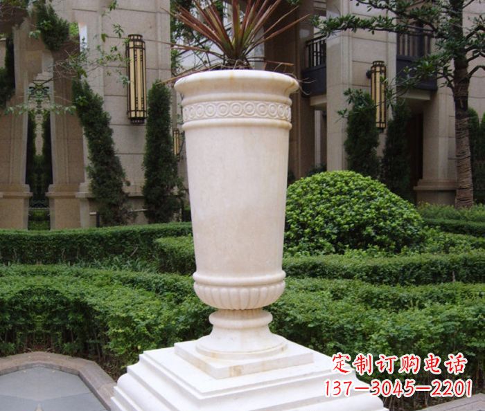 泰安别墅景观汉白玉花盆石雕