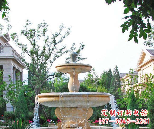 泰安别墅景观晚霞红喷泉石雕