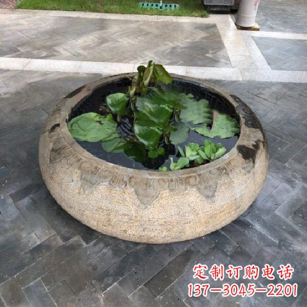 泰安别墅庭院仿古做旧石雕鱼缸