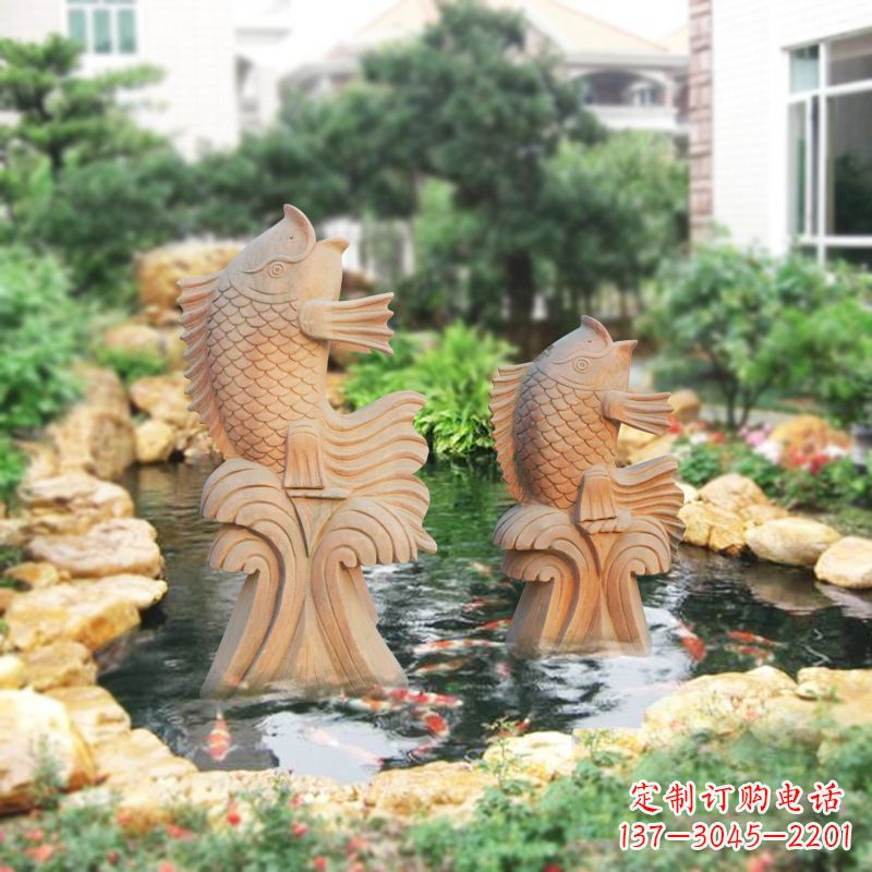泰安别墅庭院吉祥招财石雕鱼喷泉雕塑