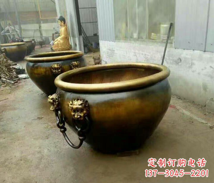 泰安精致的铜制家居摆件——水缸铜雕塑