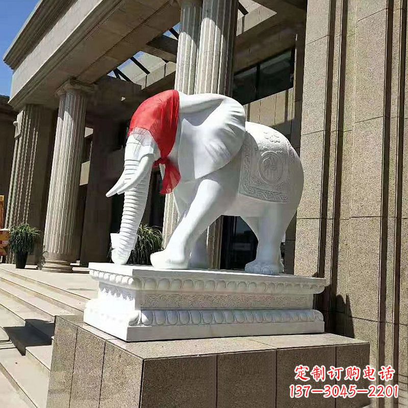 泰安宾馆酒店看门大象汉白玉吉祥动物石雕