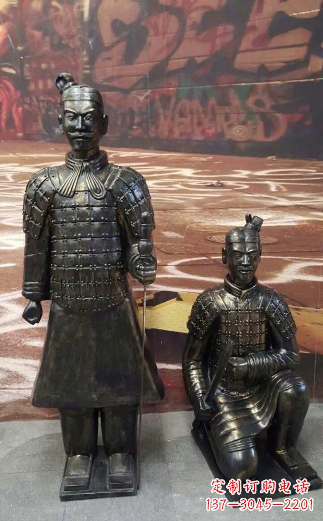 泰安兵马俑玻璃钢仿铜人物雕塑
