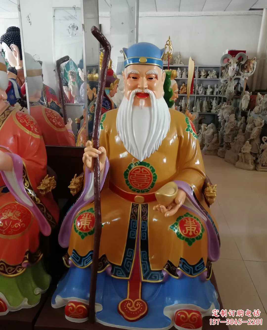 泰安玻璃钢彩绘土地公神像精美的艺术品