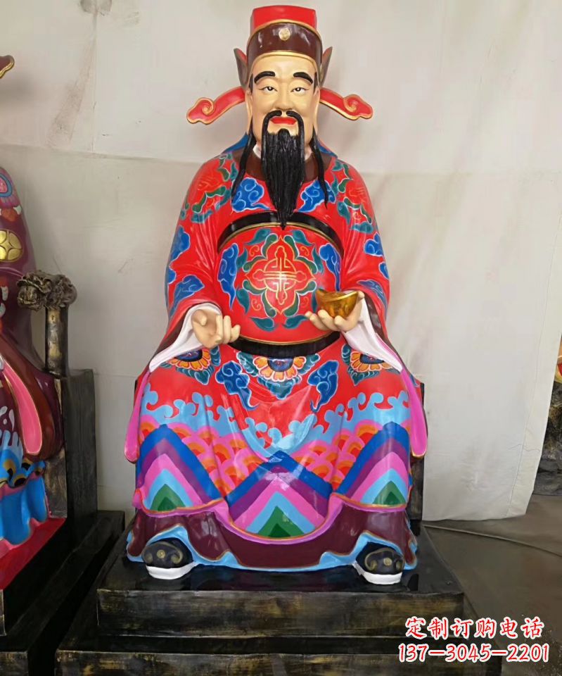 泰安玻璃钢彩绘文财神神像雕塑