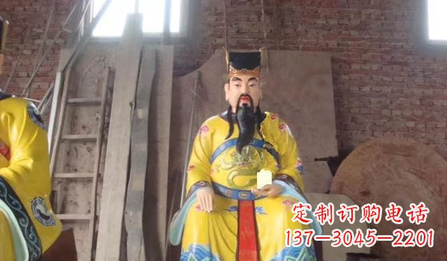 泰安玻璃钢彩绘文财神寺庙神像雕塑
