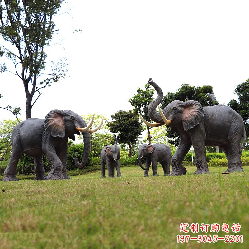 泰安玻璃钢大象雕塑传承古老文化,点缀园林景观