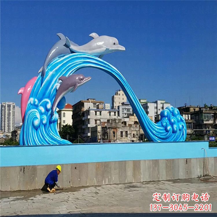 泰安玻璃钢大型海豚雕塑游泳馆游乐场的精彩缤纷