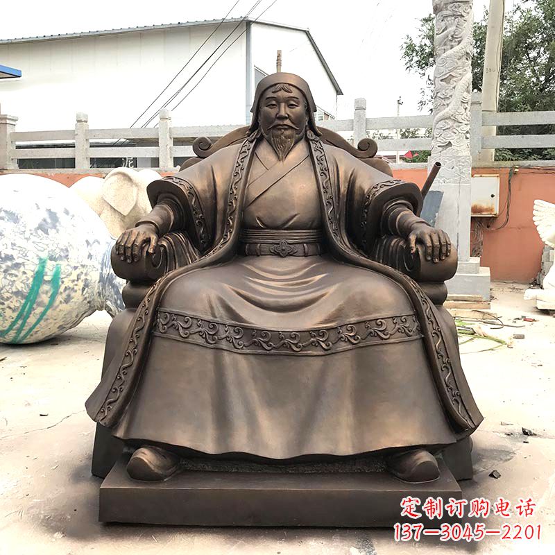 泰安成吉思汗玻璃钢仿铜雕塑