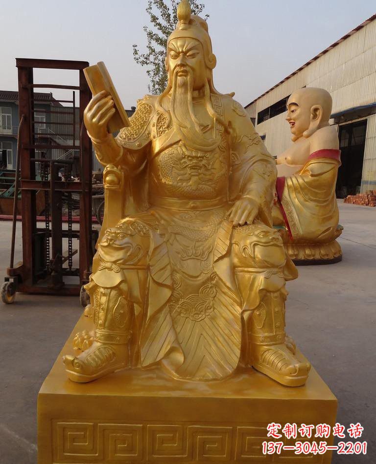 泰安玻璃钢仿铜关公雕塑——传承春秋精神