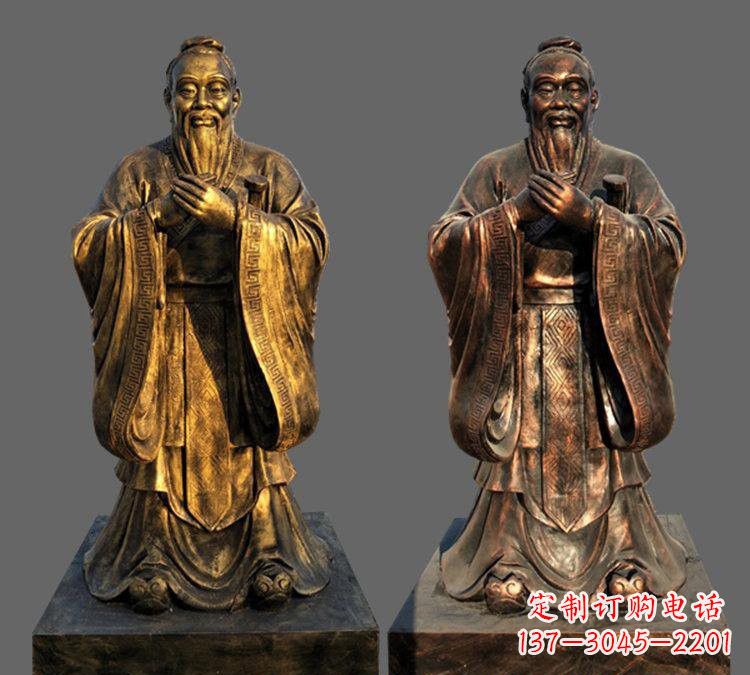 泰安玻璃钢仿铜孔子雕塑——校园名人的荣耀