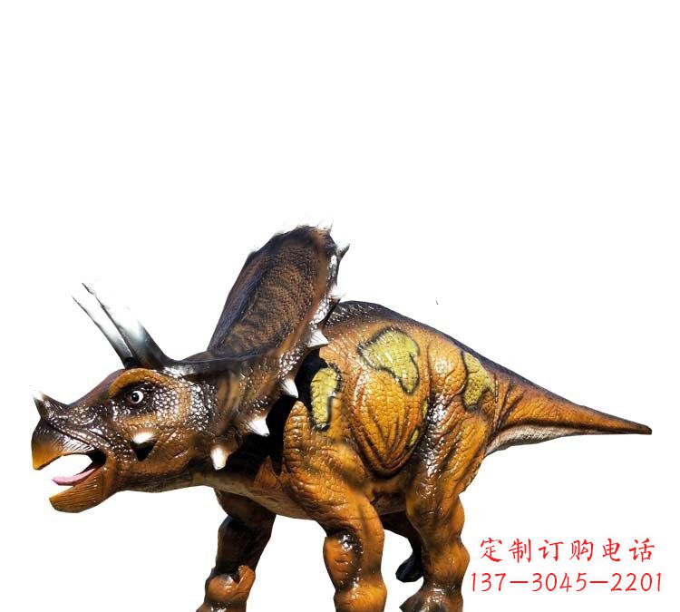 泰安玻璃钢仿真恐龙三角龙雕塑——古老动物的最佳再现