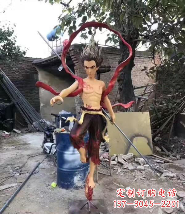 泰安仿真玻璃钢哪吒雕塑精美绝伦