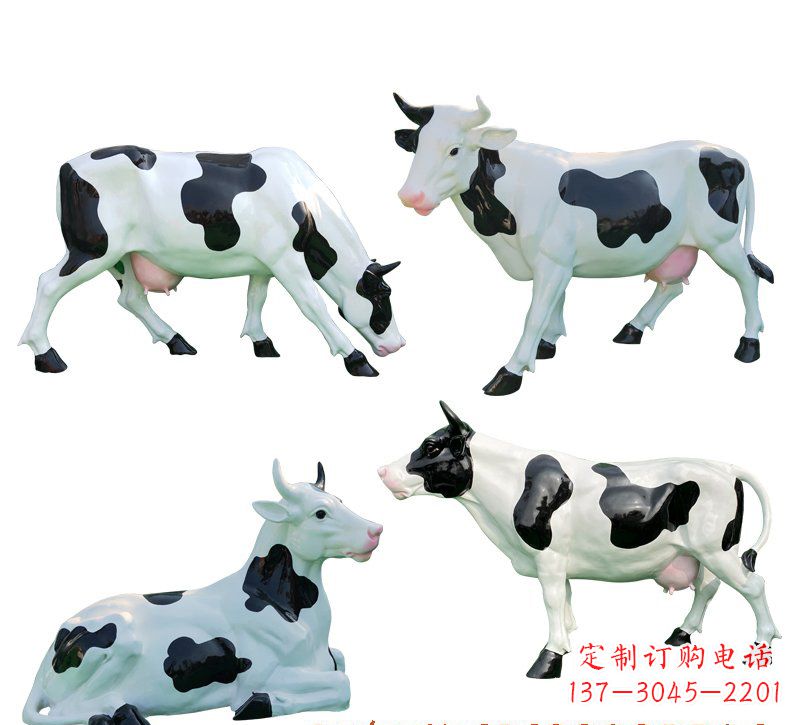 泰安玻璃钢仿真奶牛雕塑精美的艺术品