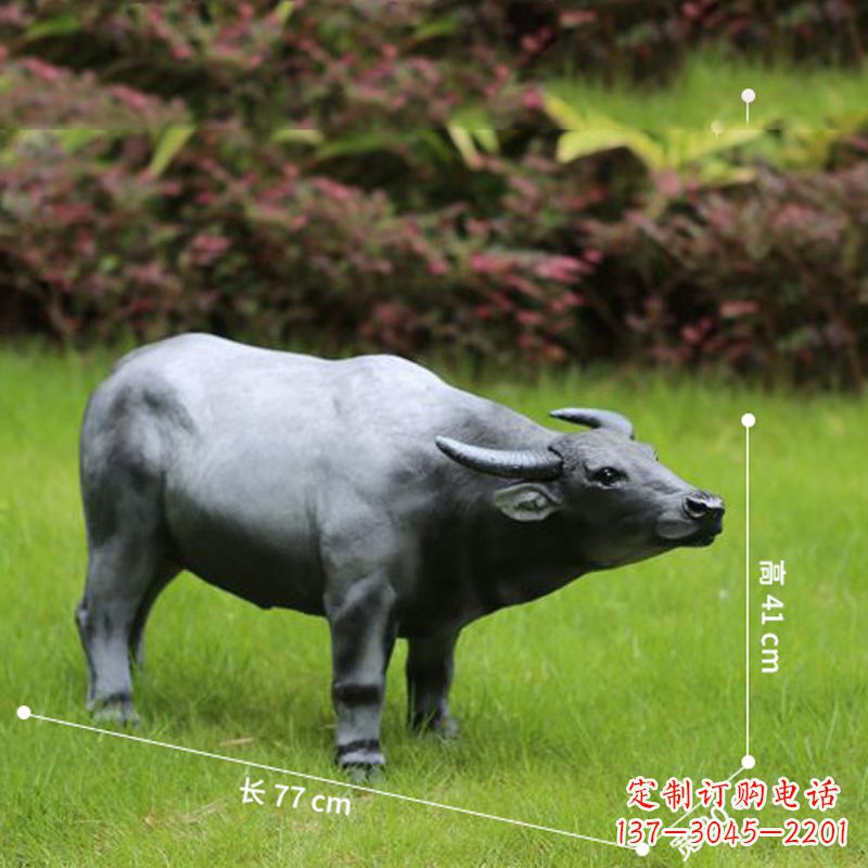 泰安玻璃钢仿真水牛雕塑——点缀公园草坪