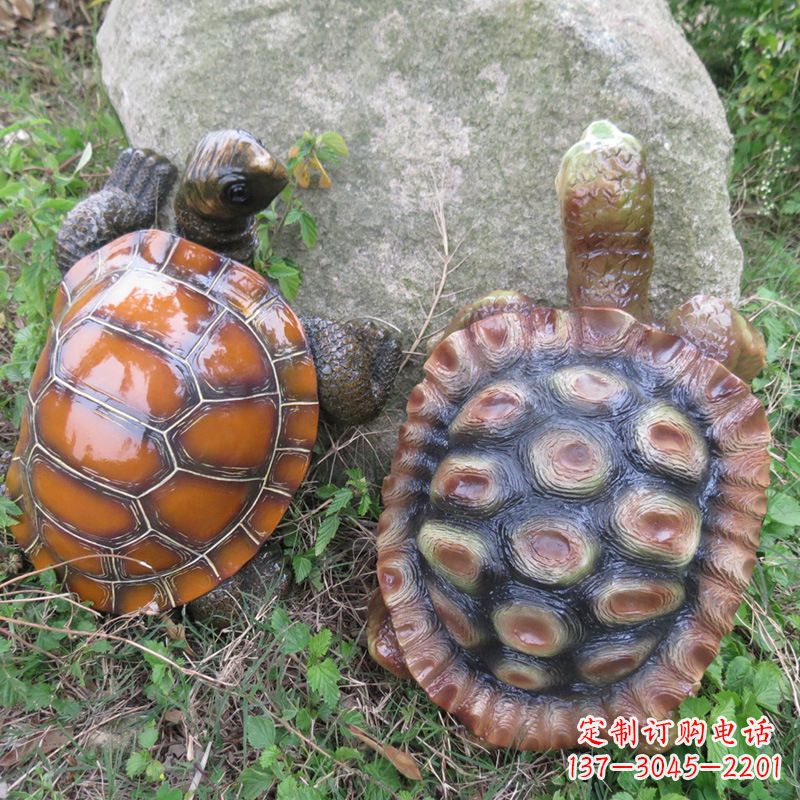 泰安玻璃钢仿真乌龟雕塑,园林陆龟海龟花园装饰摆件