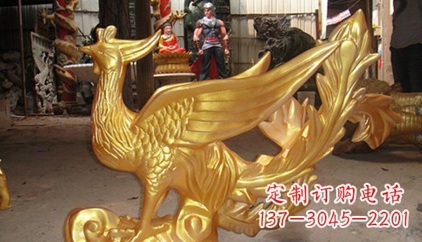 泰安玻璃钢凤凰仿铜动物雕塑传承传统文化