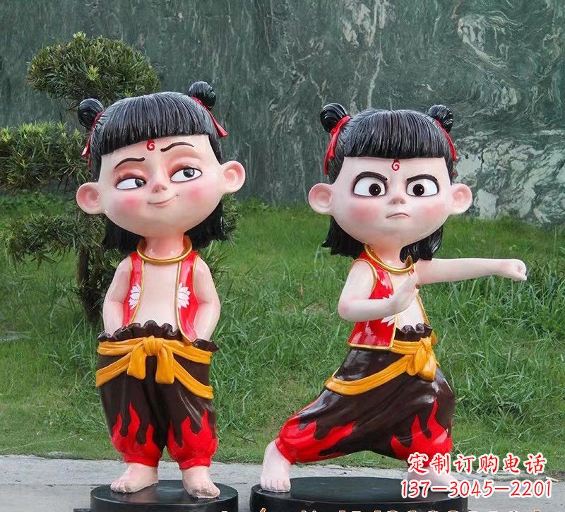 泰安哪吒玻璃钢卡通人物雕塑的象征