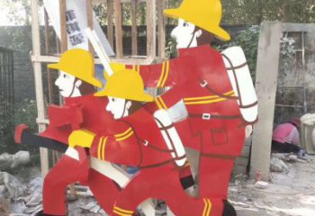 泰安玻璃钢消防员雕塑——精致的园林景观装饰