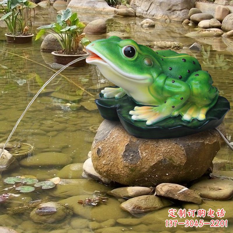 泰安玻璃钢喷水青蛙公园水景动物雕塑摆件