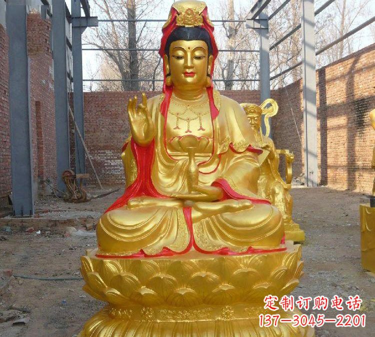 泰安玻璃钢漆金观音菩萨雕塑