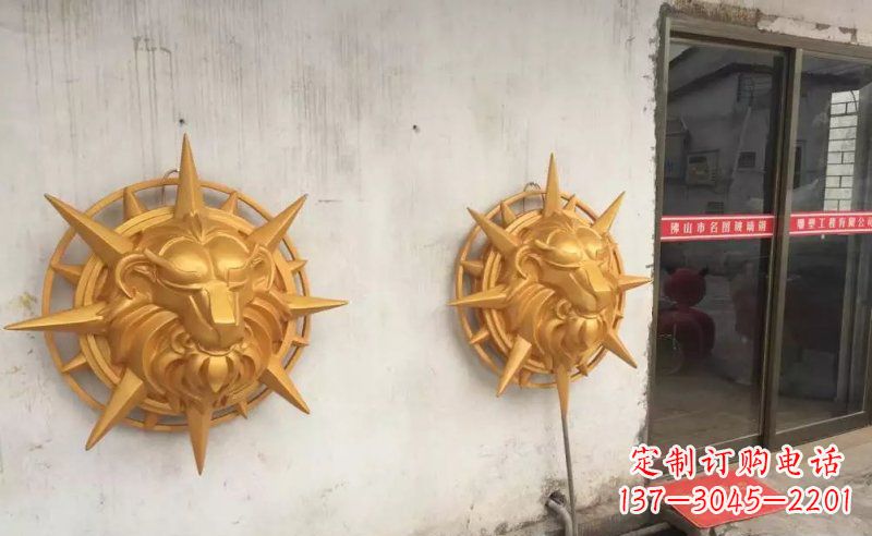泰安玻璃钢狮子头雕塑——精美景观装置