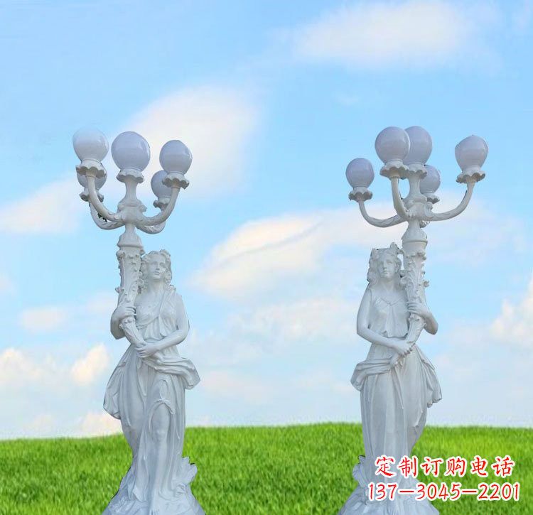 泰安美女雕塑玻璃钢西方美女路灯的艺术精髓