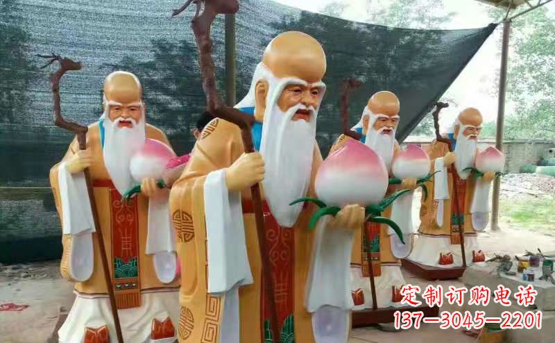 泰安玻璃钢宗教庙宇神像彩绘老寿星雕塑
