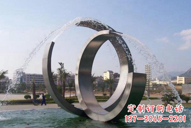泰安不锈钢C形喷泉雕塑精美雕塑艺术