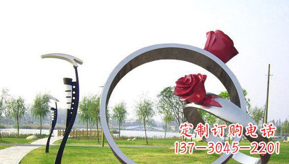 泰安不锈钢爱情戒指浪漫雕塑艺术