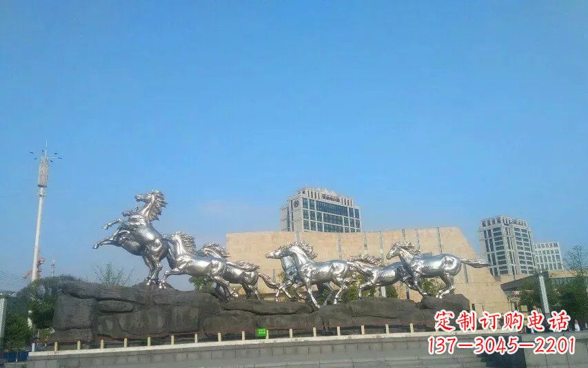 泰安不锈钢八匹马动物雕塑