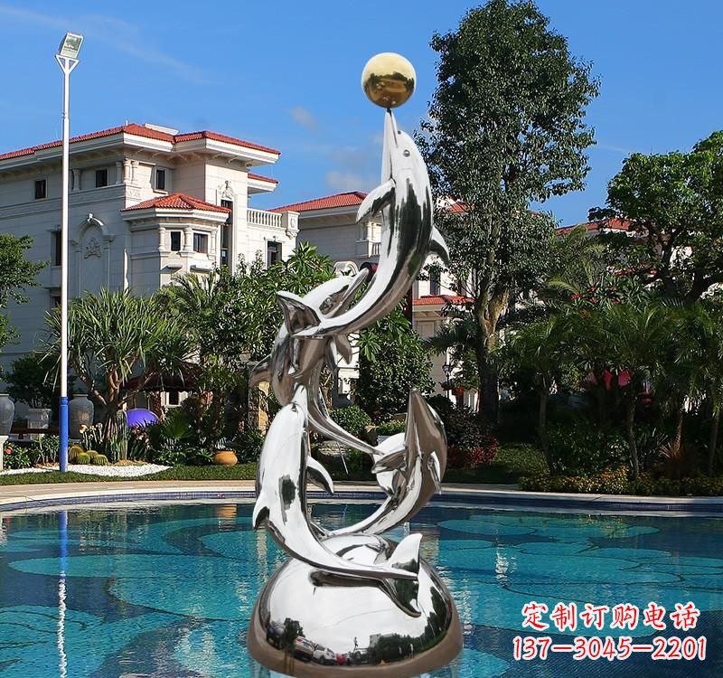 泰安不锈钢海豚雕塑精美绝伦