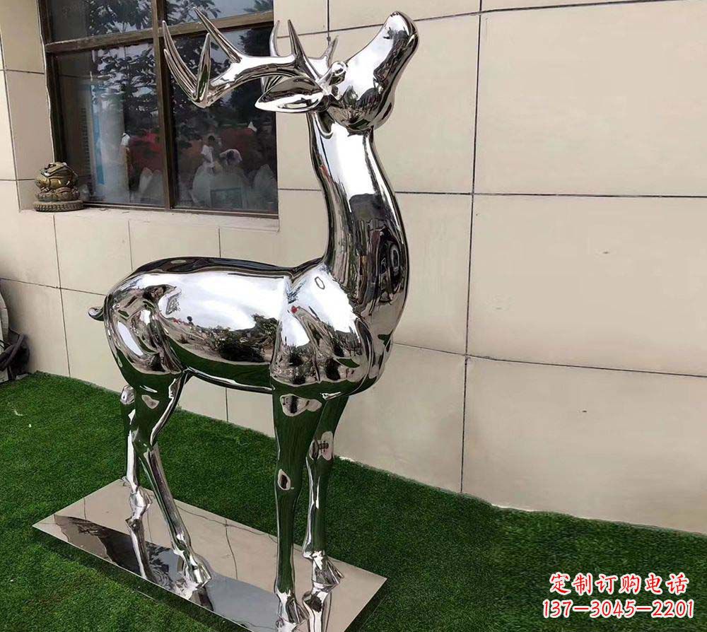 泰安不锈钢别墅镜面小鹿雕塑