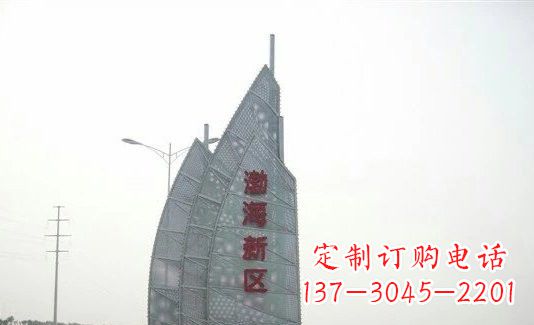 泰安渤海新区精美不锈钢船帆雕塑